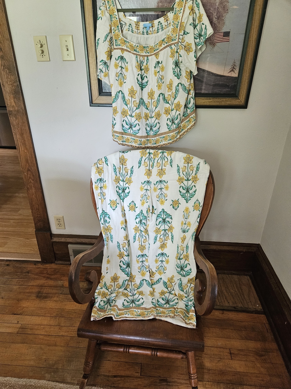Draper James RSVP  Squareneck Puff Sleeve Blouse & Pants Sz XXL